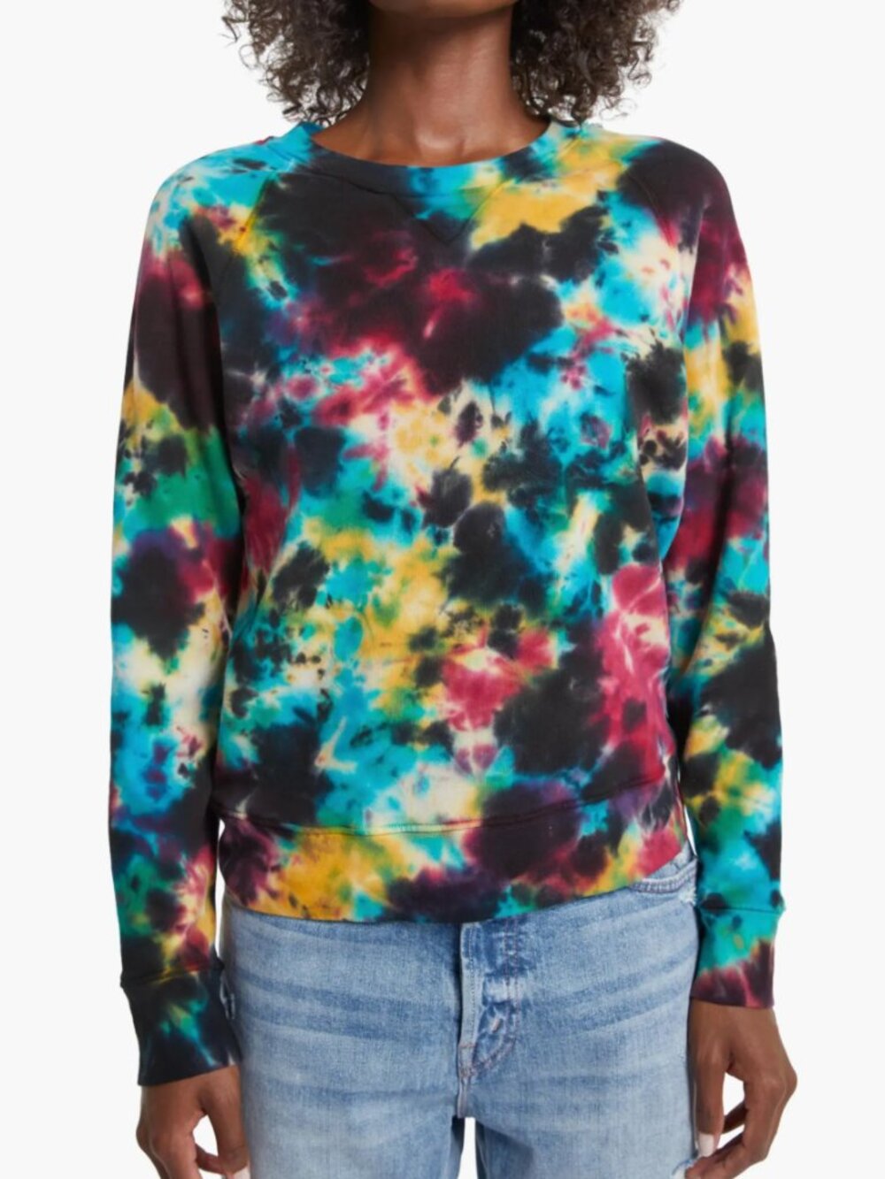 MOTHER The Square Vertigo Tie Dye French Terry Sweatshirt Boho Festival Est XS